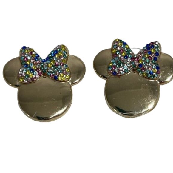 Disney  X Baublebar Minnie Mouse Gold Plated Multi Colored Bow Earrings - Picture 9 of 11